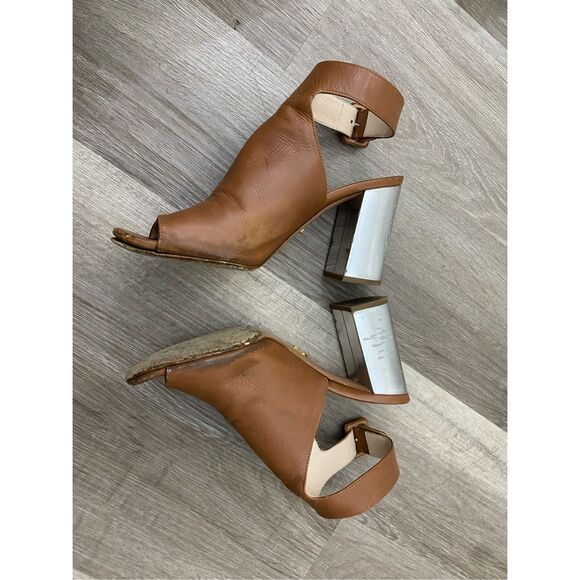 Prada Brown Peep Toe Ankle Strap Block Heel Booties, Sz 7.5 EU 38.5 MSRP $720 - Picture 3 of 12